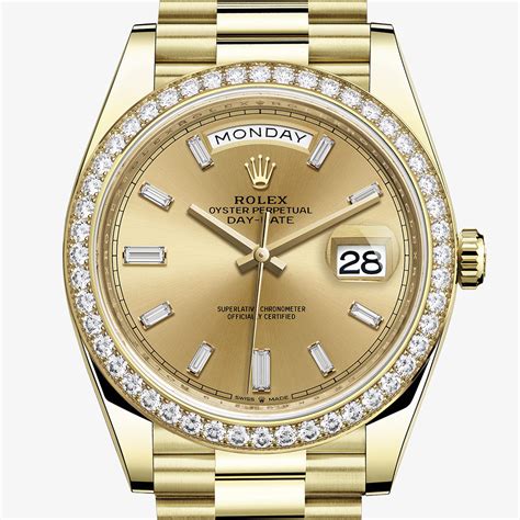 rolex day date 40 yellow gold diamonds